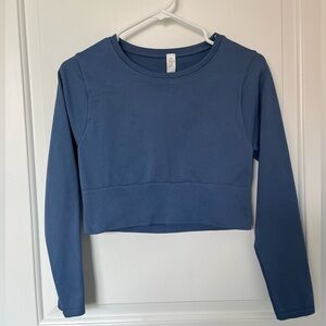 Aerie Offline Blue Long Sleeve Crop Top